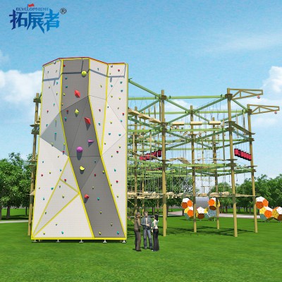 Camp Rope Course Equipment with Rock Climbing Wall for Adventure Park